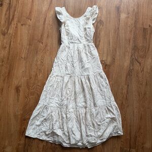 Express Cream High Neck Tiered Maxi Dress